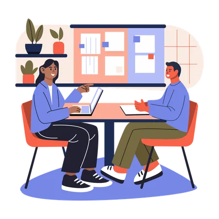 Woman taking candidate Interview  Illustration