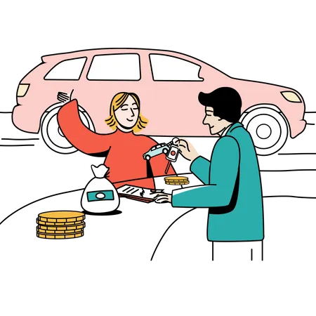 Woman taking car loan  Illustration