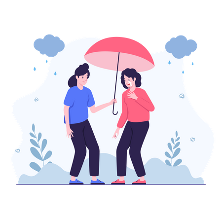Woman taking care of friend  Illustration
