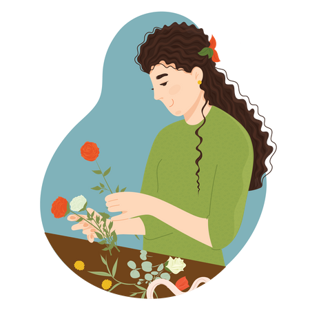 Woman taking care of plants  Illustration