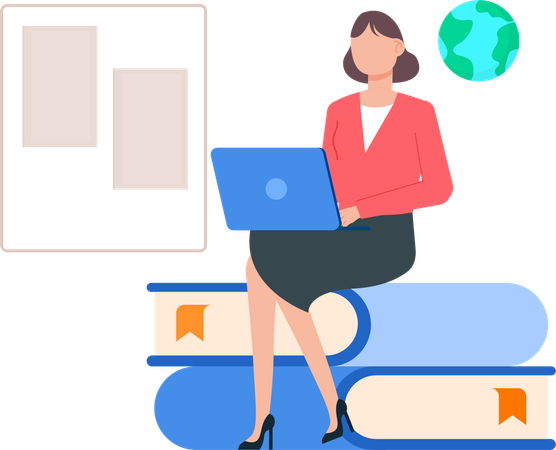 Woman taking Global Education  イラスト