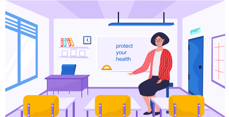 Woman taking Healthy lifestyle class  Illustration