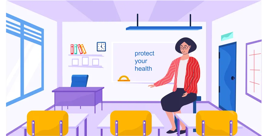 Woman taking Healthy lifestyle class  Illustration