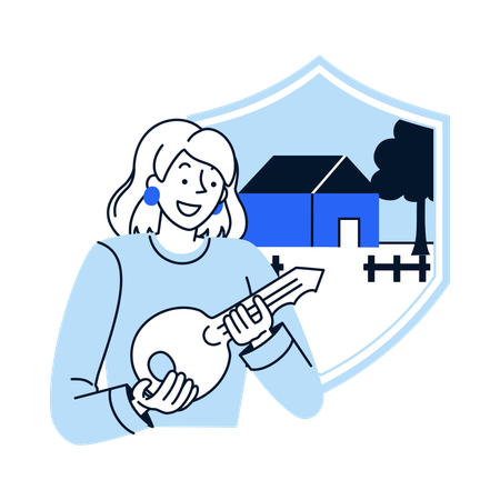 Woman taking home insurance  Illustration