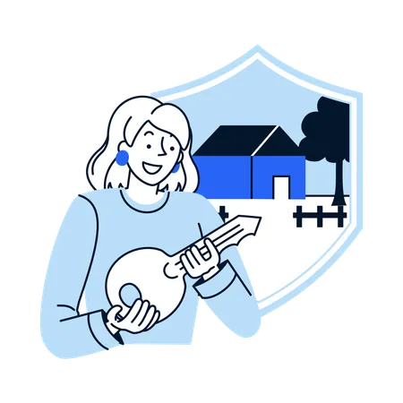 Woman taking home insurance  Illustration