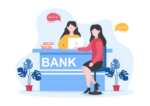 Woman taking house loan from bank  Illustration