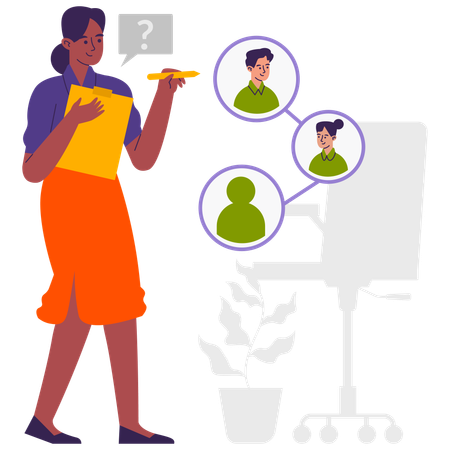 Woman taking job candidate interview  Illustration