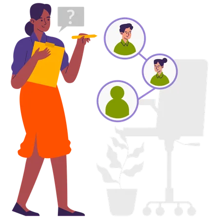 Woman taking job candidate interview  Illustration