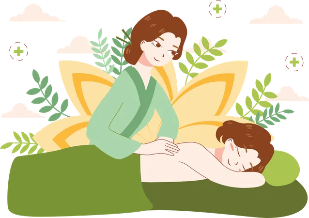 Woman taking massage  Illustration