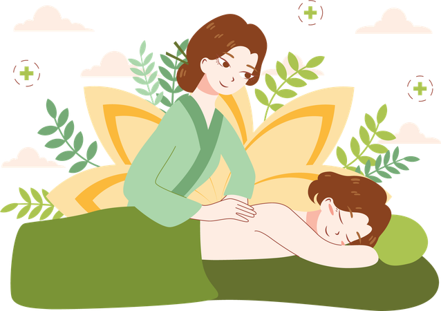 Woman taking massage  Illustration