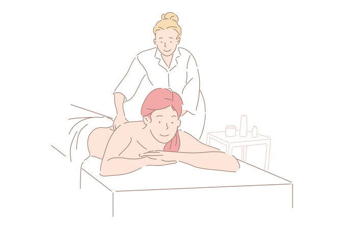 Woman taking massage in spa  Illustration