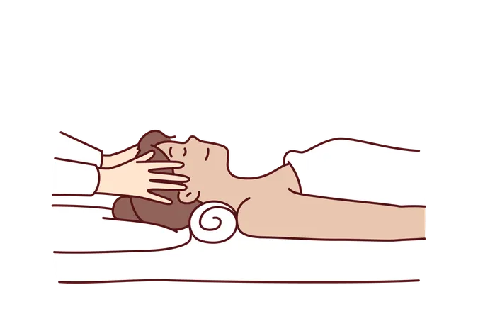 Woman taking massage in spa  Illustration