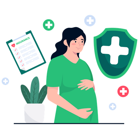 Woman taking maternity Health Coverage  Illustration