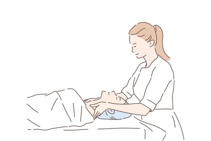 Woman taking neck massage  Illustration