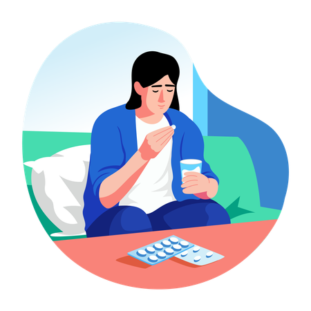Woman Taking pills  Illustration