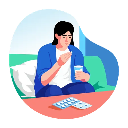 Woman Taking pills  Illustration