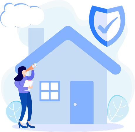 Woman taking property insurance  Illustration