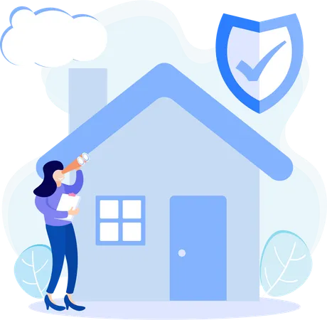 Woman taking property insurance  Illustration