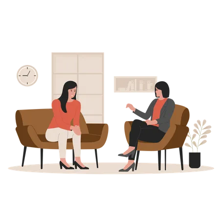 Woman taking psychologist therapy session  イラスト