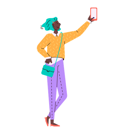 Woman taking selfie Illustration