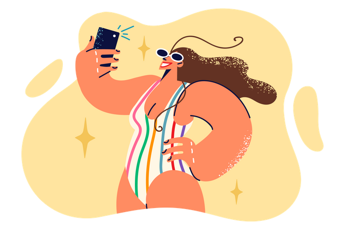 Woman taking selfie  Illustration