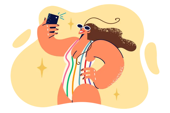 Woman taking selfie  Illustration
