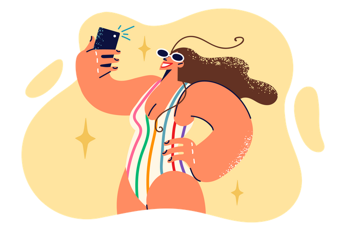 Woman taking selfie  Illustration