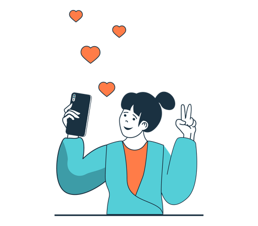 Woman Taking Selfie  Illustration