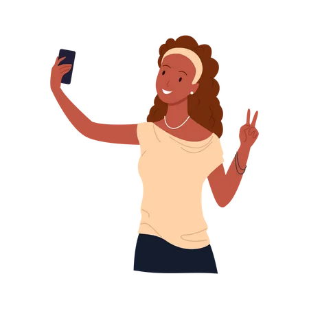 Woman taking selfie on phone  Illustration