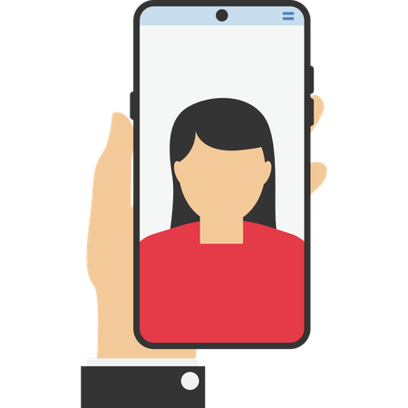 Woman taking selfie photo on smartphone  Illustration