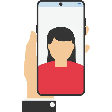 Woman taking selfie photo on smartphone  Illustration