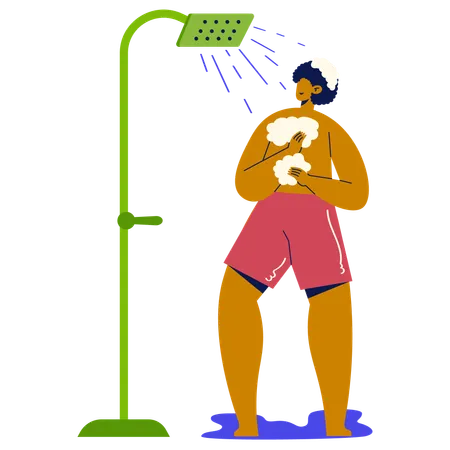 Woman taking shower  Illustration