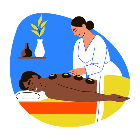Woman taking Stone massage  Illustration