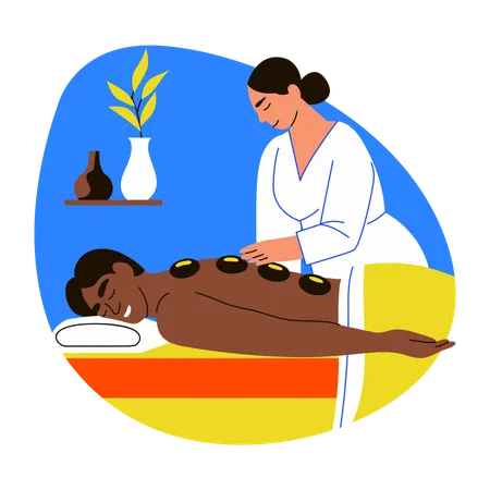 Woman taking Stone massage  Illustration