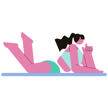 Woman taking Sunbathe on beach  Illustration