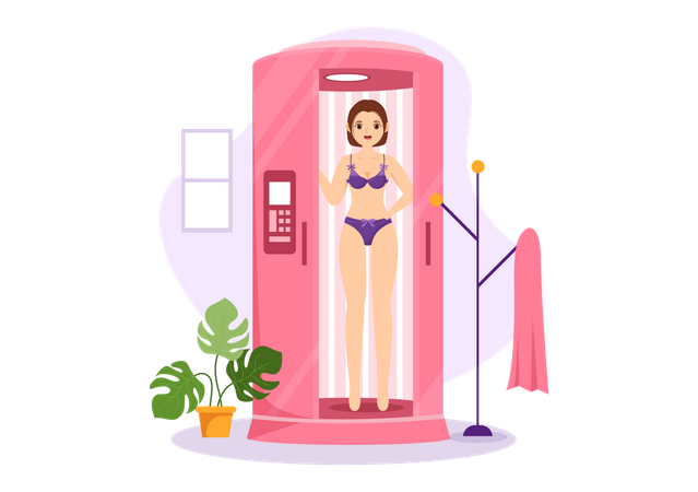 Woman taking Tanning Procedure  Illustration