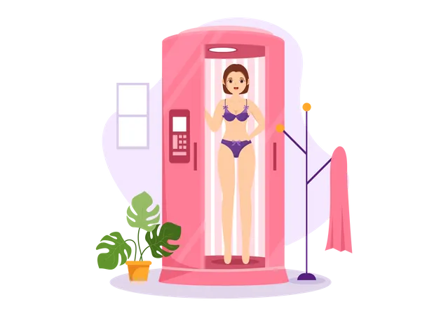 Woman taking Tanning Procedure  Illustration