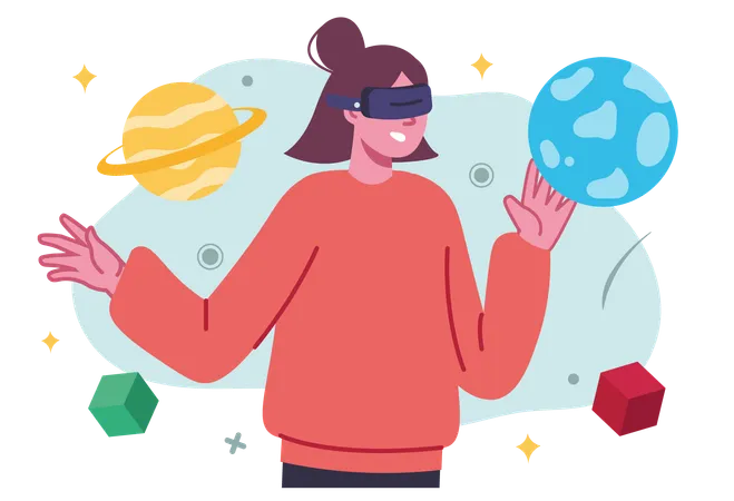 Woman taking VR experience  Illustration