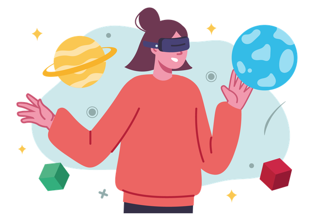 Woman taking VR experience  Illustration