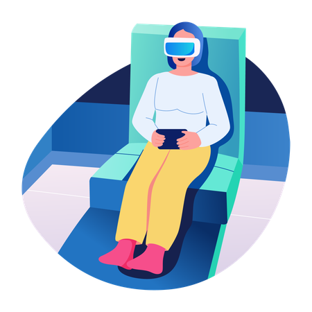 Woman Taking VR Therapy  Illustration