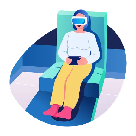 Woman Taking VR Therapy  Illustration