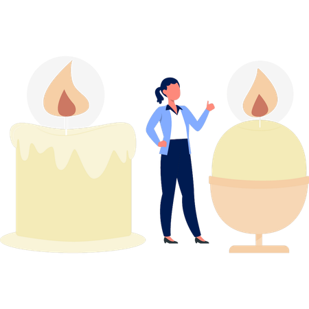 Woman talking about aroma candle  Illustration