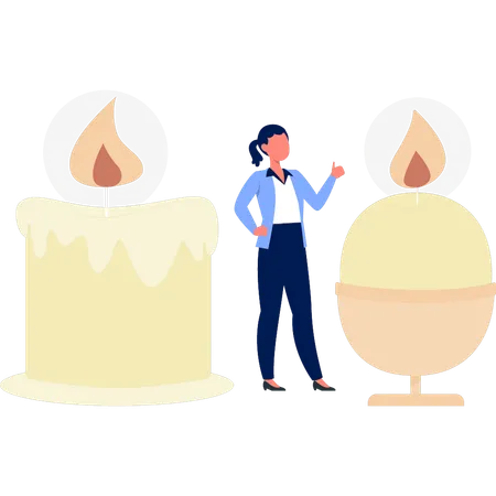 Woman talking about aroma candle  Illustration