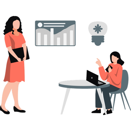 Woman talking about business development  Illustration