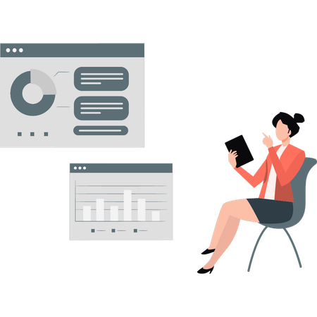 Woman talking about business graph  Illustration