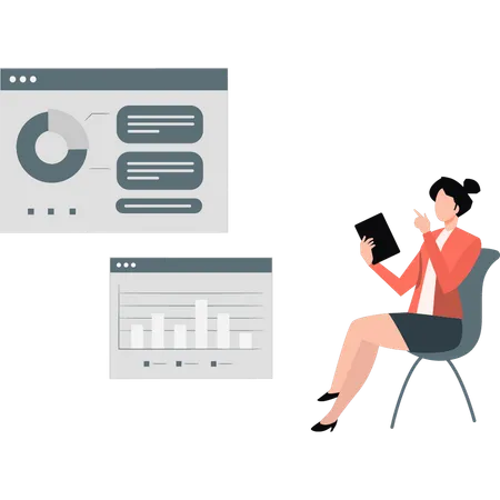 Woman talking about business graph  Illustration