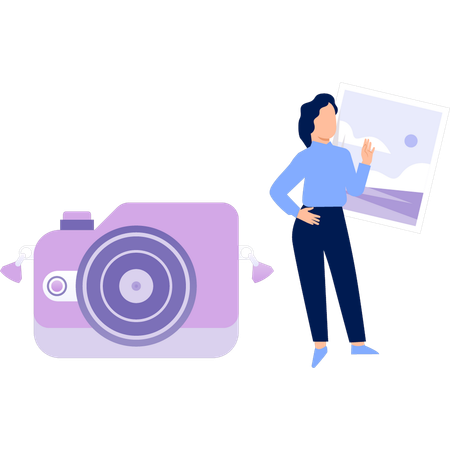 Woman talking about  camera  Illustration