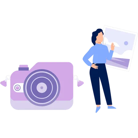 Woman talking about  camera  Illustration