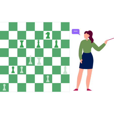 Woman talking about chess game  Illustration