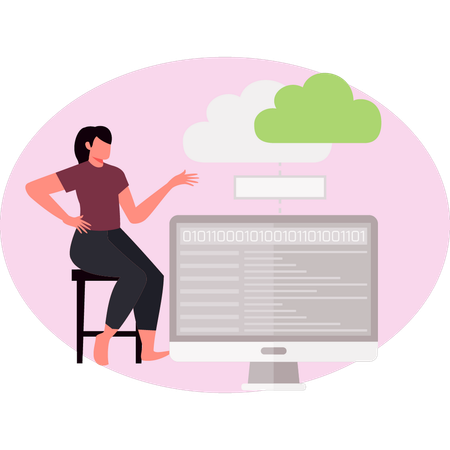 Woman talking about cloud engineering  Illustration